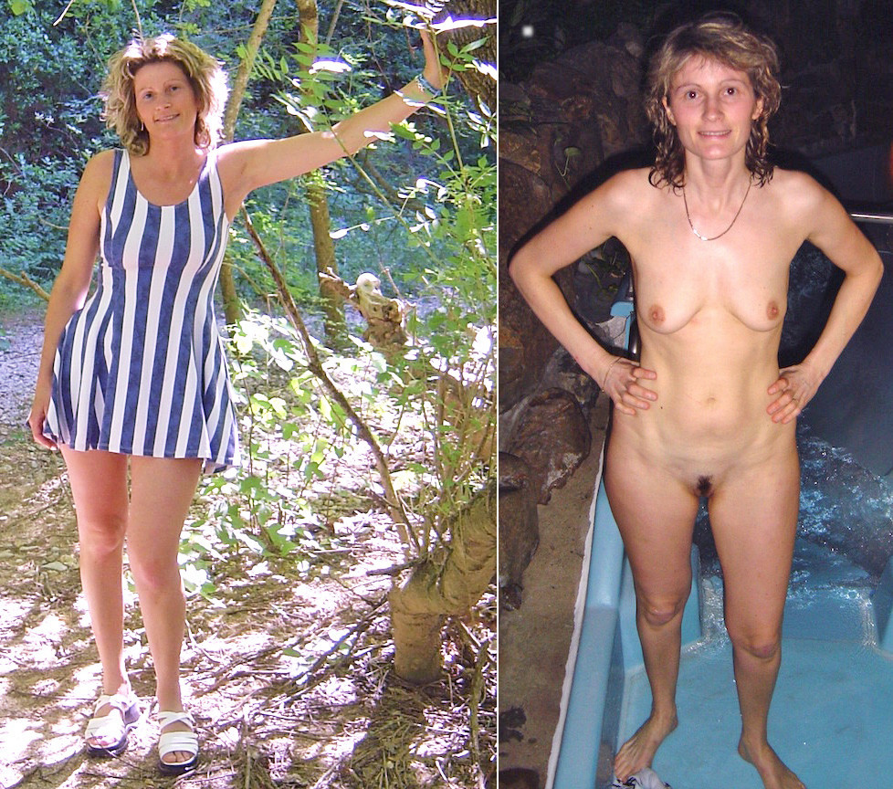 sex-crazed lady dressed vs undressed stripping